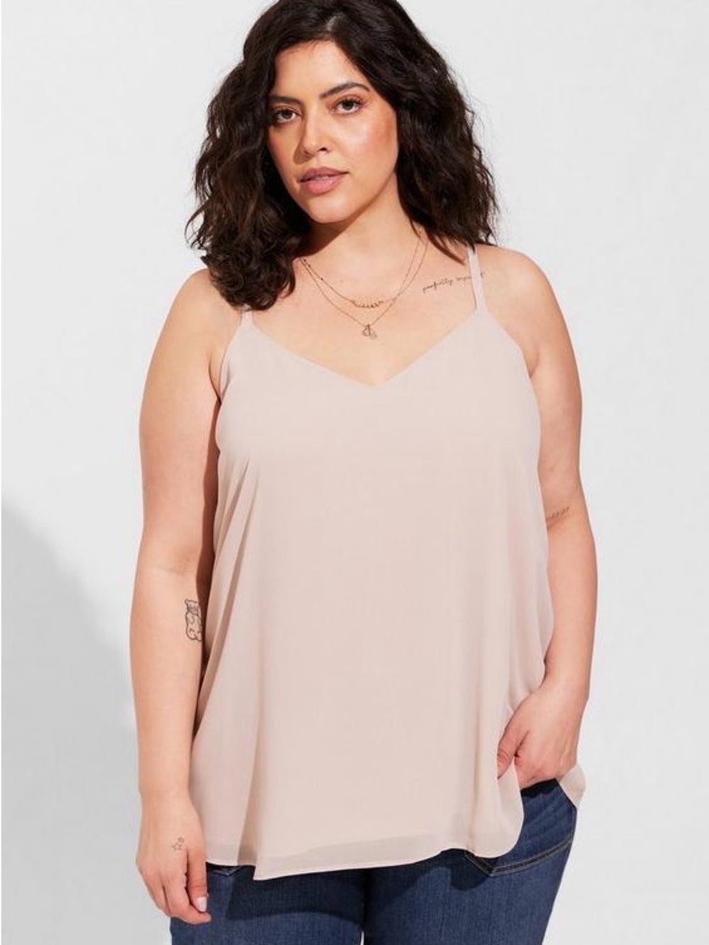Torrid Sophie Chiffon Swing Cami, Size 1X (14/16), Mushroom